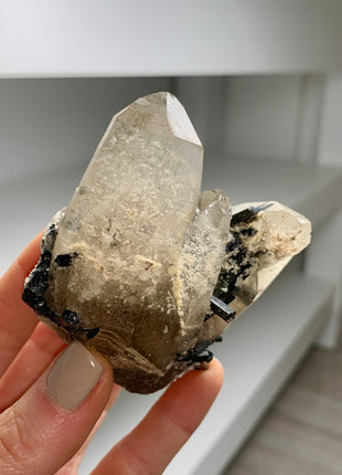 Smoky Citrine with Black Tourmaline - From Namibia