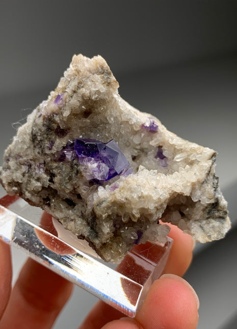 Purple Fluorite with Quartz - From Berbes, Spain