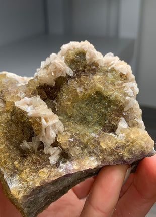 Yellow Fluorite with White Dolomite - From Spain