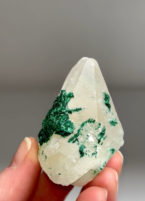 New find ! Calcite with Velvety Malachite from Congo