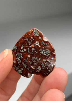 New ! Red Agate with Marcasite Flower