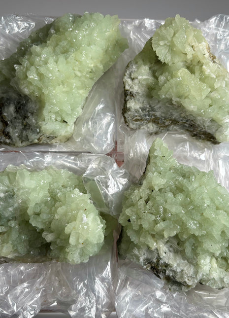 4 Pieces ! Druzy Apple Green Prehnite Lot - big size