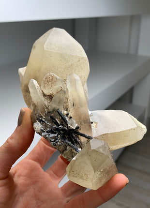 Smoky Citrine with Black Tourmaline - From Namibia