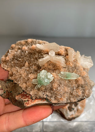 Wow !! Orange Heulandite with Green Apophyllite and Cream Stilbite Lot - 4 Pieces ✨