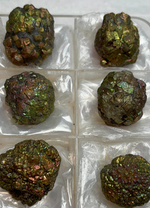 6 Pieces ! Rainbow Marcasite Disco Balls Lot