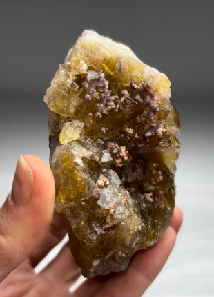 Cubic Yellow Fluorite with Pink Barite