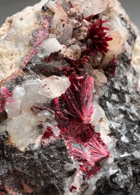 Magenta Red Erythrite with Quartz- From Agoudal mine