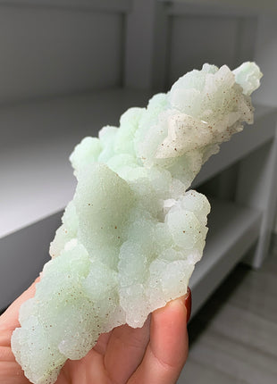 New Arrival ! Druzy Green Chalcedony with White Calcite - From Rhodope Mountains, Bulgaria