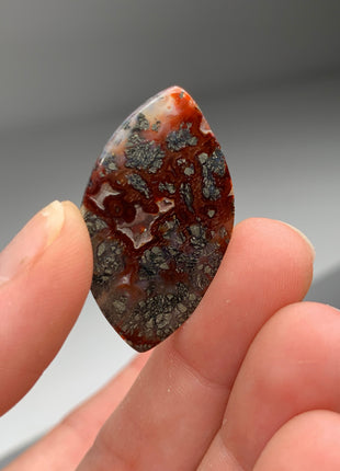 New ! Red Agate with Marcasite Flower