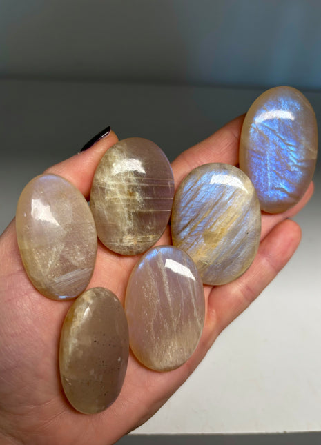 6 Pieces ! Top Grade Rainbow Moonstone Lot