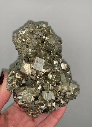 Cubic Pyrite Crystals Cluster - 0.66 kgs ! From Huanzala, Peru