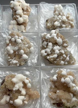 New find !  Okenite with Stilbite, 6 Piece Lot