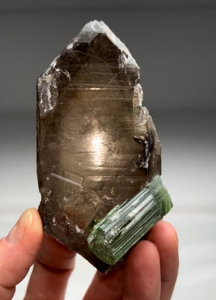 Green Tourmaline with Smoky Quartz