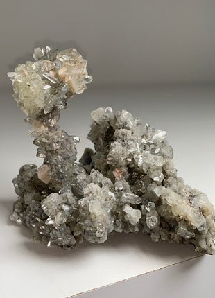 Wow ! Blue Chalcedony Stalactite with Gemmy Apophyllite and Pink Stilbite