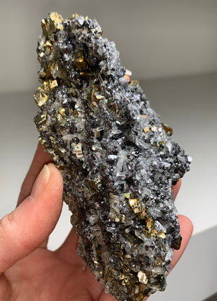 Rainbow Pyrite with Quartz and Sphalerite - Borieva mine, Rhodope Mtns