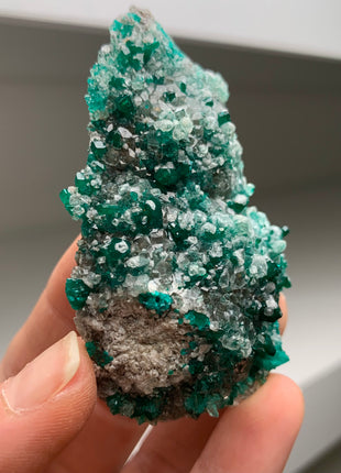Green Dioptase with Calcite