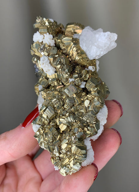 Lustrous Pyrite with Calcite - Trepca mine