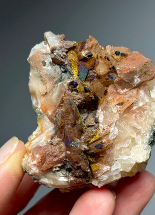 Iridescent Calcite with Chalcopyrite from Moldova