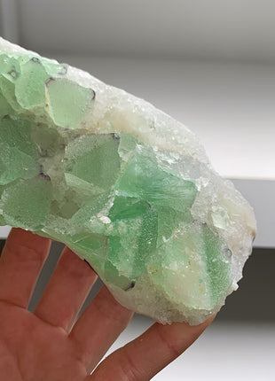 Icy Green Octahedral Fluorite with Quartz