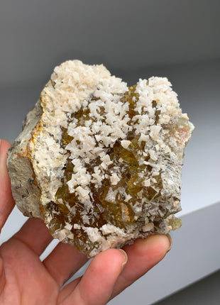 Cubic Yellow Fluorite with Gorgeous Dolomite - From Spain