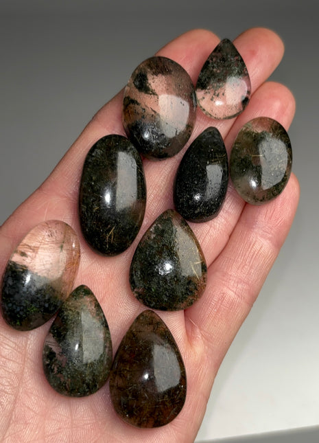 Rare π Rutile Green Chlorite Quartz Lot - From Himachal Pradesh, 9 pieces !