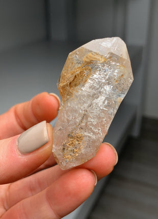 Window Quartz Crystals with Clay Inclusions Lot - 9 Pieces !