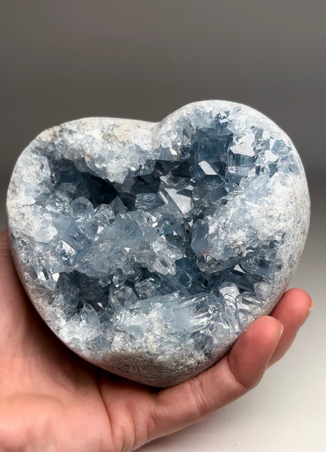 Sky Blue Celestite Geode Heart ๐