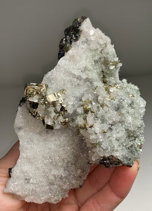 Both-sided ! Pyrite and Galena with Quartz - From Rhodope Mountains, Bulgaria
