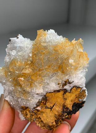 Yellow and White Bicolor Barite - From Morocco