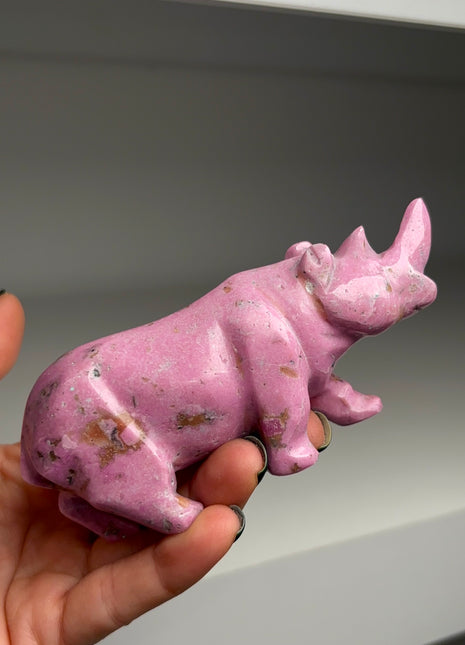 Pink Cobaltocalcite Rhino Carving