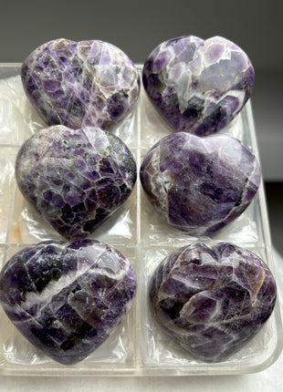 Chevron Amethyst Hearts - 6 Piece Lot