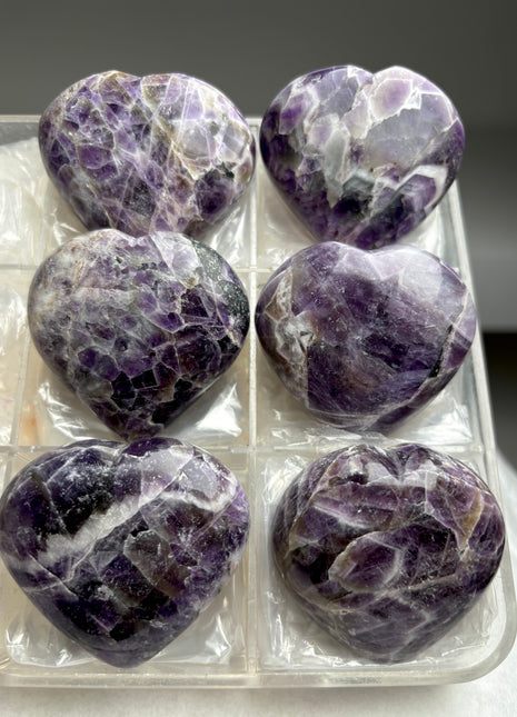Chevron Amethyst Hearts - 6 Piece Lot