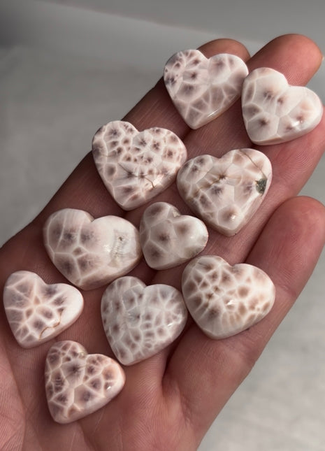 Pink Larimar Hearts - 10 Piece Lot !