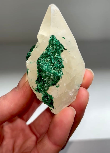New find ! Calcite with Velvety Malachite from Congo
