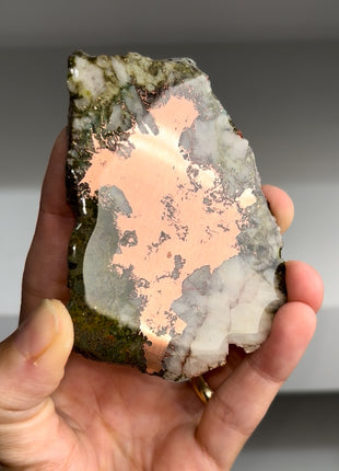 Copper Ore with Green Epidote Slab - From Keweenaw Peninsula, Michigan