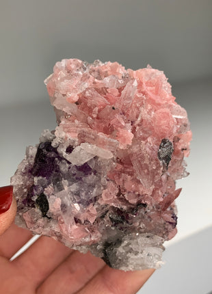 Pink Rhodocrosite with Purple Fluorite, Quartz 🌸