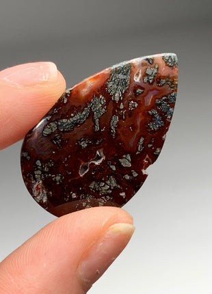 New ! Red Agate with Marcasite Flower