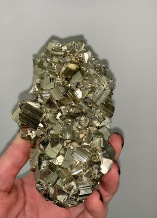 Cubic Pyrite Crystals Cluster - 0.66 kgs ! From Huanzala, Peru