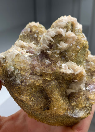 Yellow Fluorite with White Dolomite - From Spain