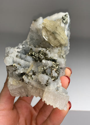 Yellow Barite Flower with Pyrite and Quartz
