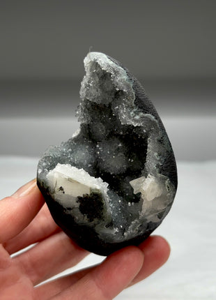 Very High Grade Druzy Black Chalcedony Geode
