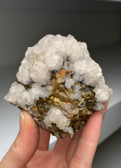 Wow ! Iridescent Pyrite with Calcite - Trepca mine, Kosovo Special Price 💥