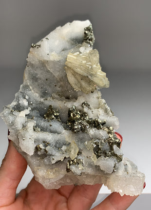 Yellow Barite Flower with Pyrite and Quartz