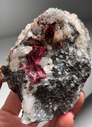 Magenta Red Erythrite with Quartz- From Agoudal mine