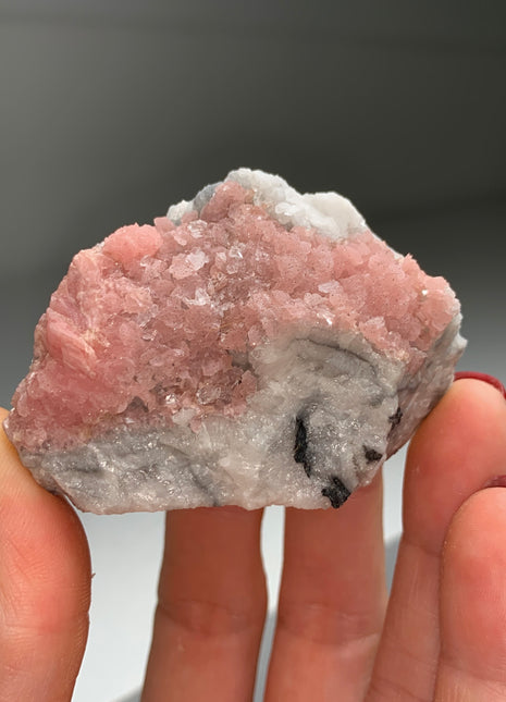 Pink Rhodocrosite Flowers with Quartz