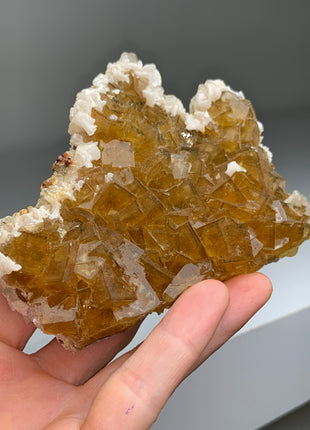 Cubic Yellow Fluorite with White Dolomite - From Spain