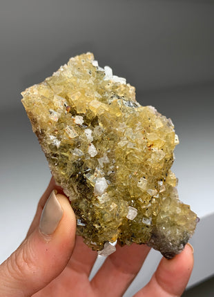 Cubic Yellow Fluorite with White Dolomite - From Spain