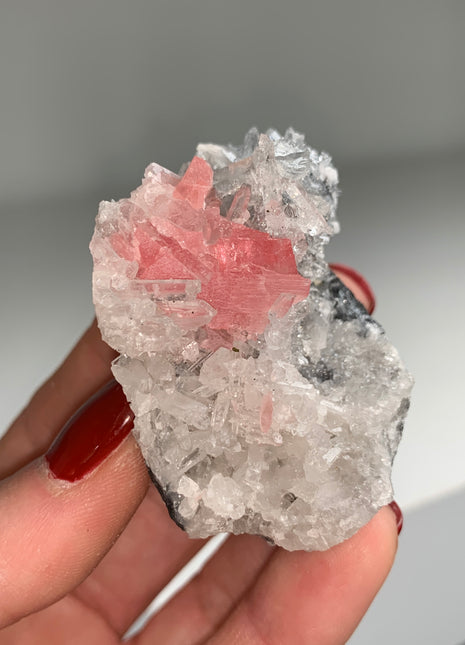 Pink Rhodocrosite with Quartz 🌸