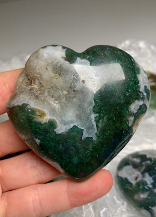 Very High Grade Moss Agate with Quartz Hearts - 4 Pieces !