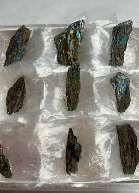 9 Pieces ! Iridescent Rainbow Hematite Lot. 1992 find